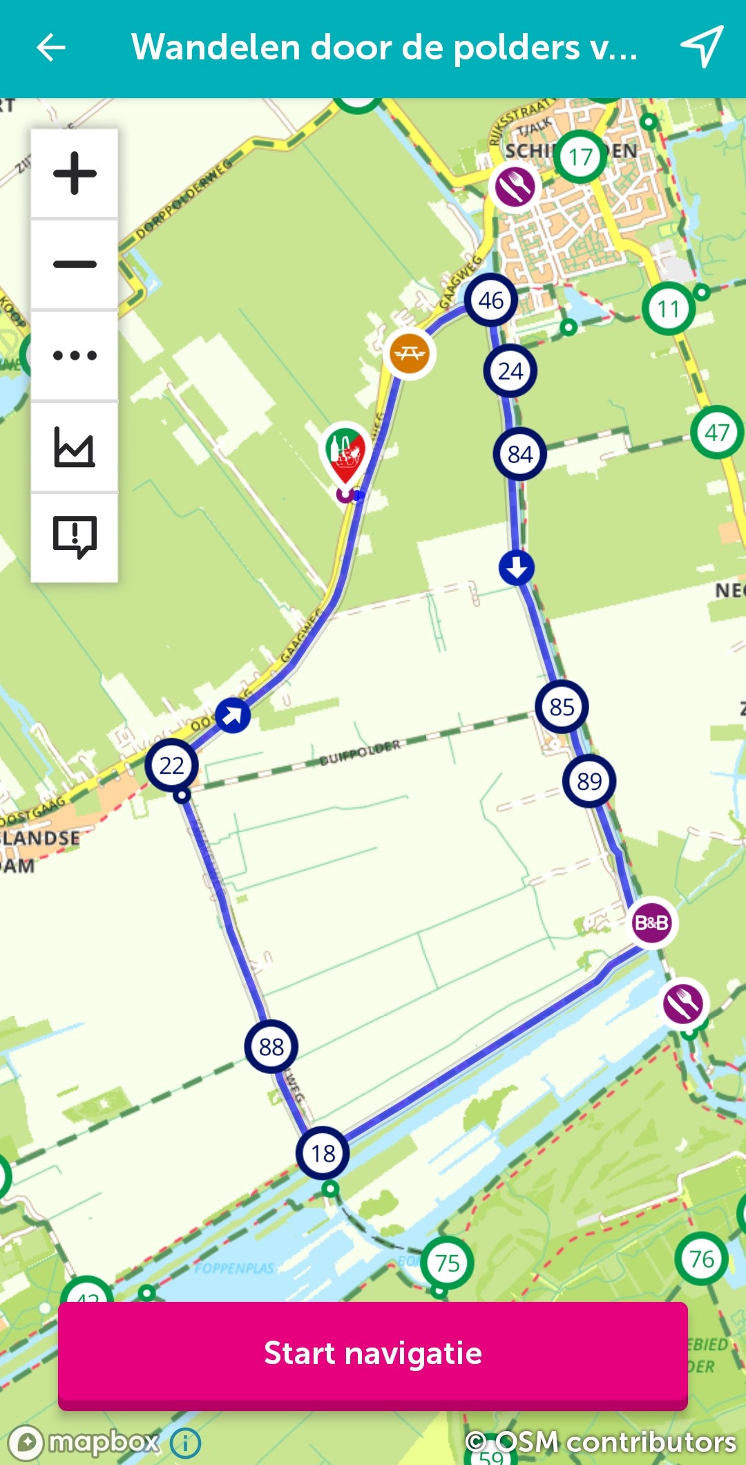 Voorbeeld wandelroute van Route.nl