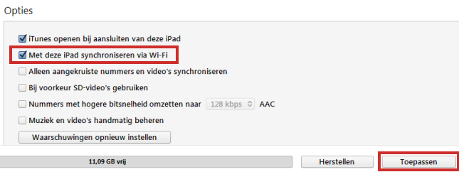 iPad draadloos synchroniseren met iTunes