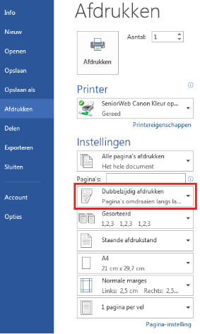 Dubbelzijdig printen