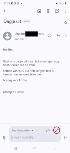 snel antwoord-functie in Gmail