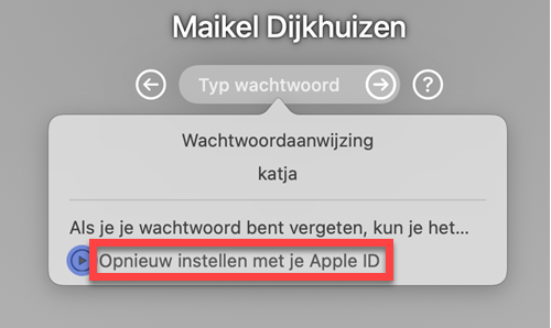 Wachtwoord opnieuw instellen met Apple ID