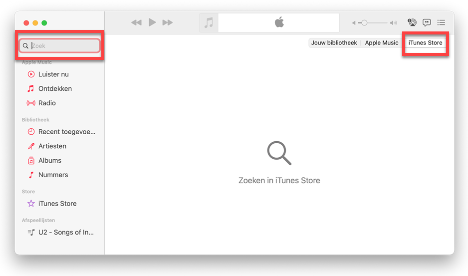 Muziek zoeken in iTunes Store