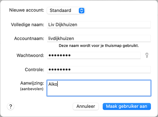 Nieuwe gebruiker toevoegen in macOS