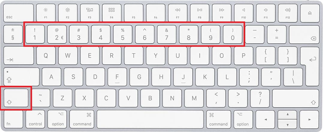 Mac-toetsenbord shift en leestekens