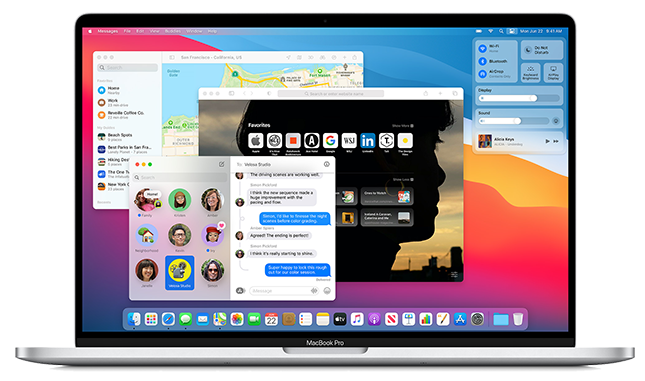Aangepast uiterlijk Dock en menu's in macOS 11 Big Sur