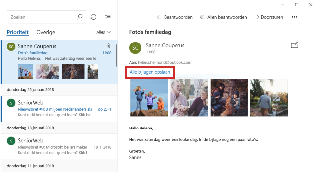 Meerdere bijlagen opslaan