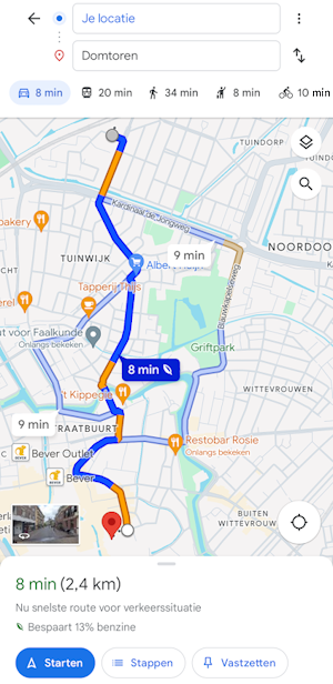 Route in Google Maps