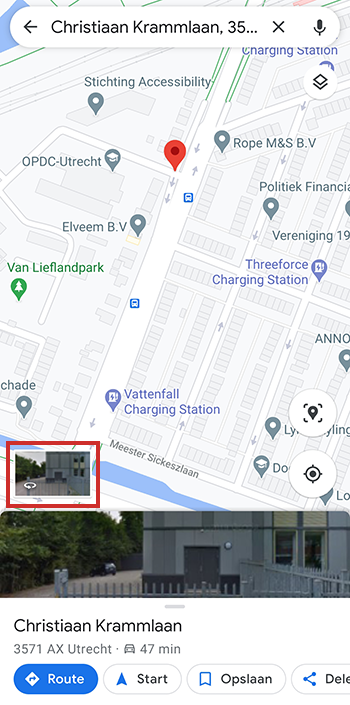 Street View-weergave in Google Maps