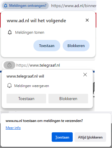 Voorbeeld van toestemmingen