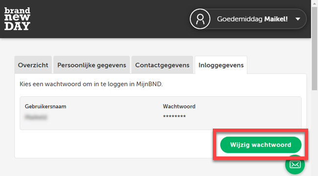 Wachtwoord wijzigen van account