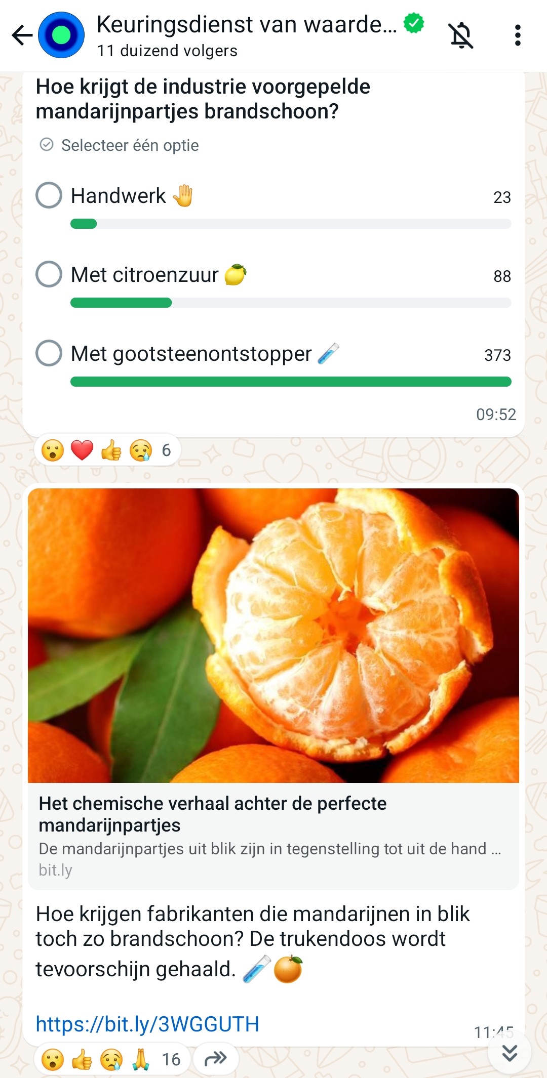 Voorbeeld WhatsApp-kanaal