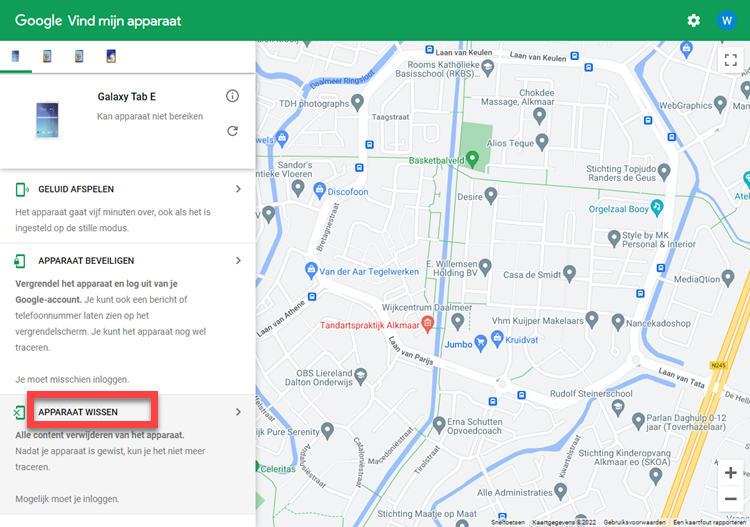 Android-apparaat op afstand wissen