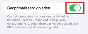 iPhone geoptimaliseerd opladen