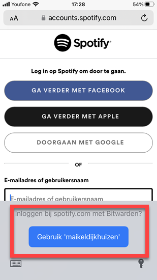 Inloggegevens Bitwarden overnemen op iPhone