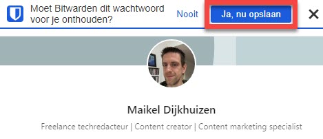 Wachtwoord opslaan met Bitwarden in Chrome