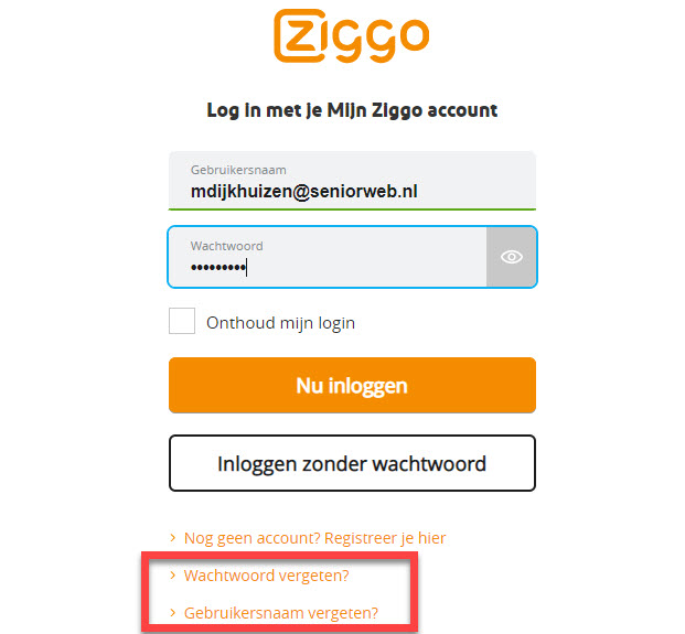 Wachtwoord vergeten