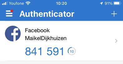 Controlecode in Microsoft Authenticator