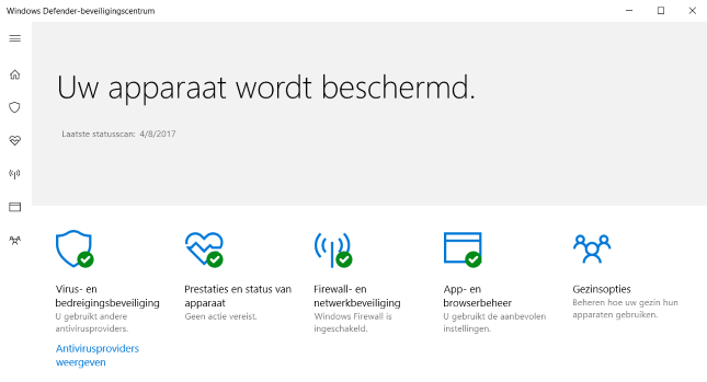 Windows Defender Beveiligingscentrum