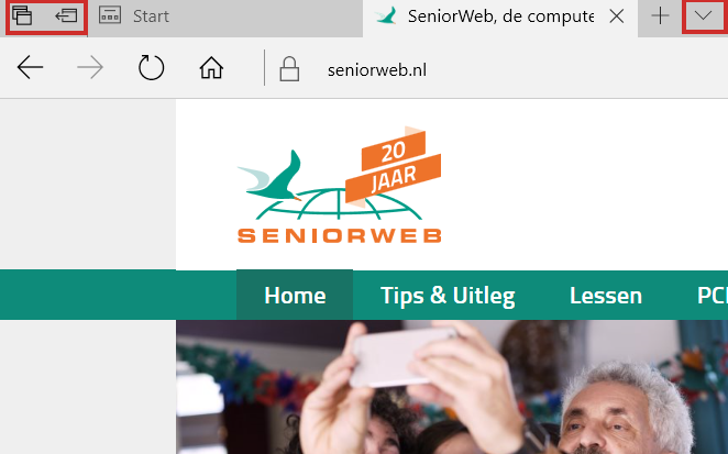 Nieuwe knoppen in Edge