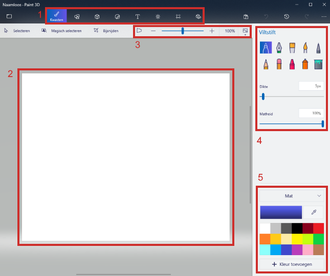 De onderdelen van Paint 3D