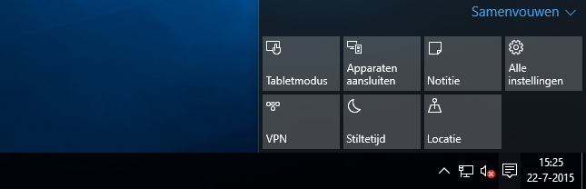 Windows10 Actiecentrum