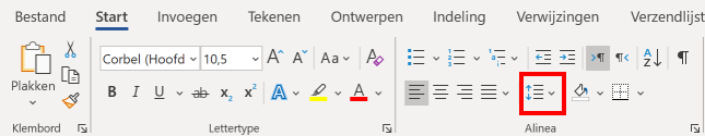 Regelafstand aanpassen in Word